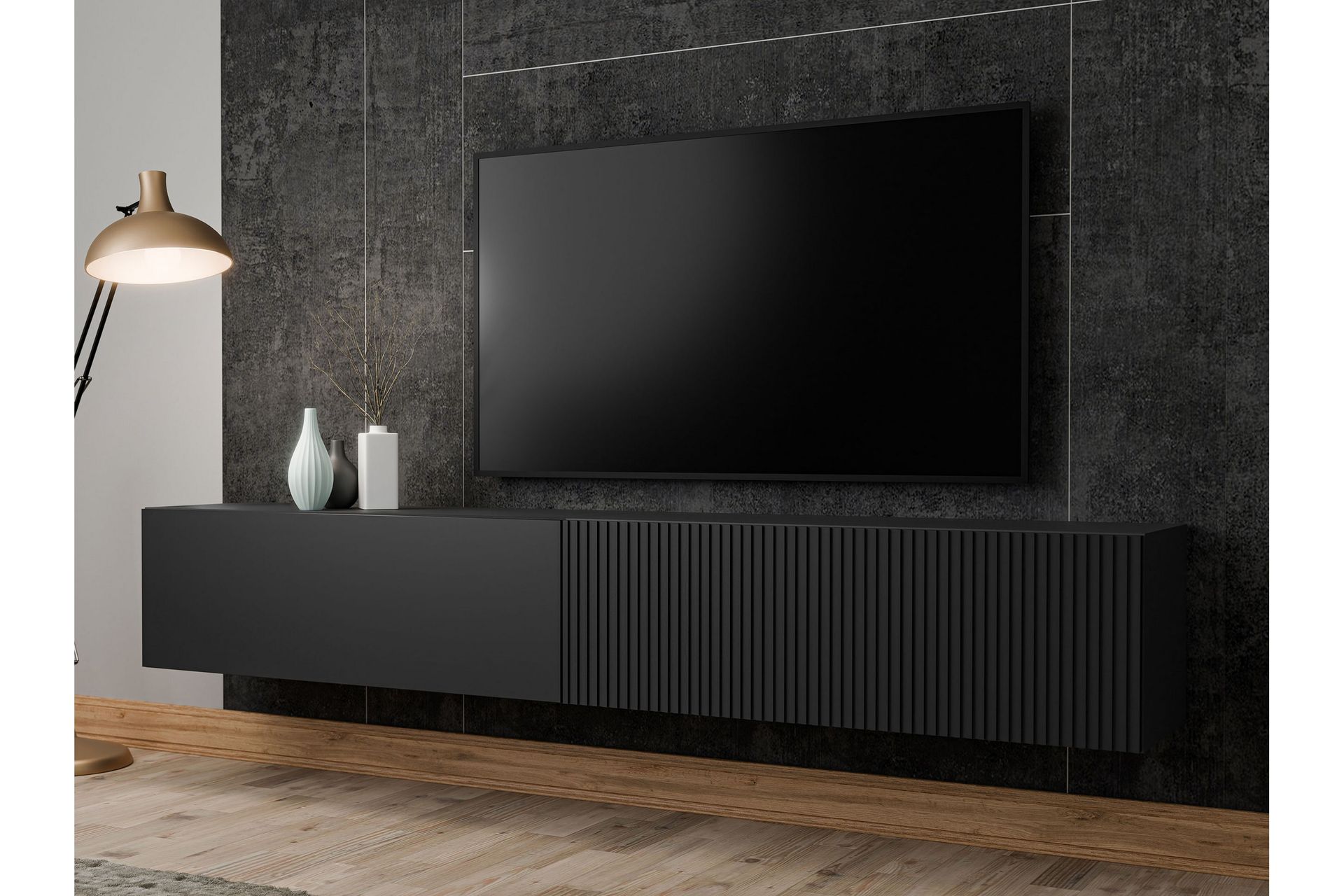 Kangana Tv-bänk 200 cm - Svart - Möbler - Vardagsrum - Tv-möbler & mediamöbler - Tv-bänkar