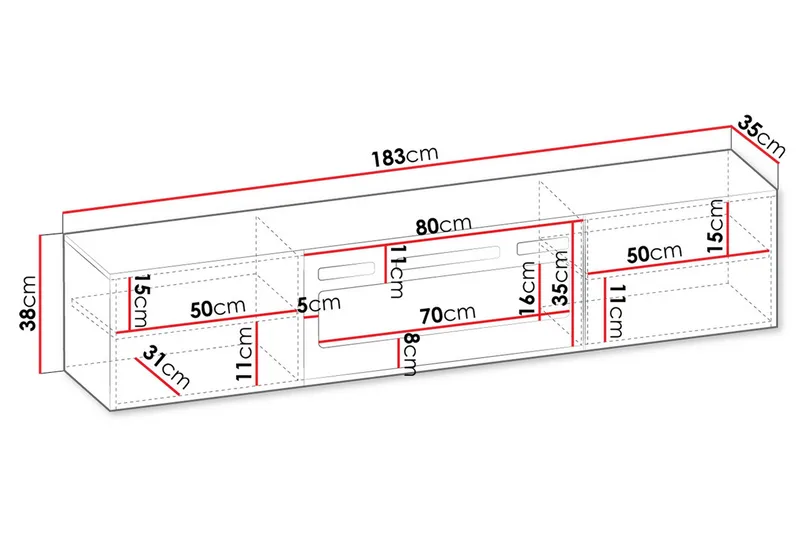 Kanki Tv-bänk 183 cm - Svart - Möbler - Vardagsrum - Tv-möbler & mediamöbler - Tv-bänkar
