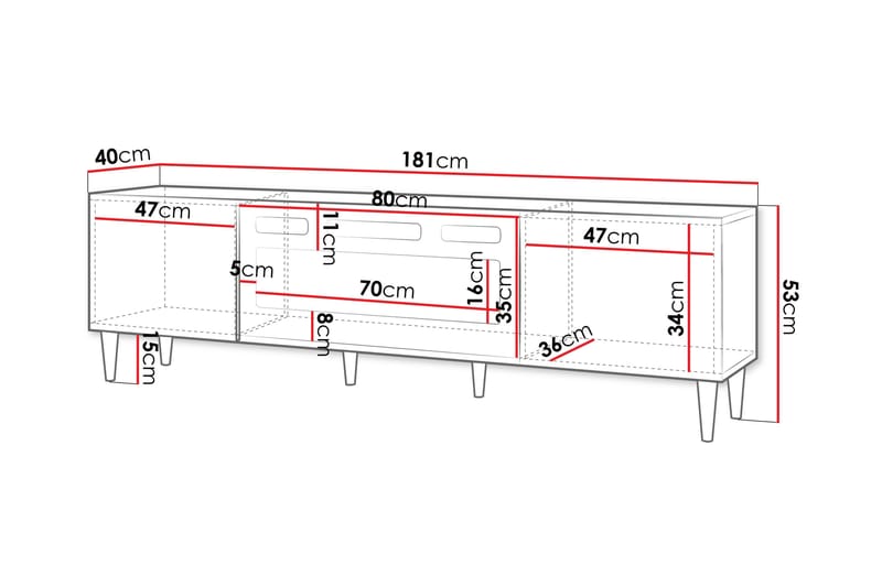 Kannu Tv-bänk 181 cm - Vit - Möbler - Vardagsrum - Tv-möbler & mediamöbler - Tv-bänkar
