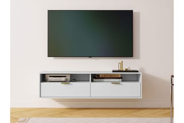 Kanon Vägghängd Tv Bänk 140 cm med Förvaring i Målat Trä - Vit - Möbler - Vardagsrum - Tv-möbler & mediamöbler - Tv-bänkar