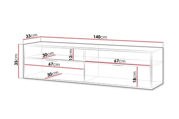 Kanon Vägghängd Tv Bänk 140 cm med Förvaring i Målat Trä - Vit - Möbler - Vardagsrum - Tv-möbler & mediamöbler - Tv-bänkar