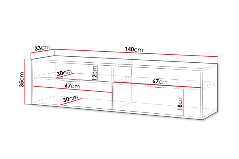 Kanon Vägghängd Tv Bänk 140 cm med Förvaring i Målat Trä - Vit - Möbler - Vardagsrum - Tv-möbler & mediamöbler - Tv-bänkar