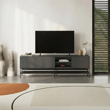 Kenvor Tv-bänk 180 cm - Antracit/Wood Black/Svart - Möbler - Vardagsrum - Tv-möbler & mediamöbler - Tv-bänkar