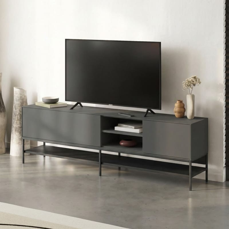 Kenvor Tv-bänk 180 cm, Antracit/Wood Black/Svart