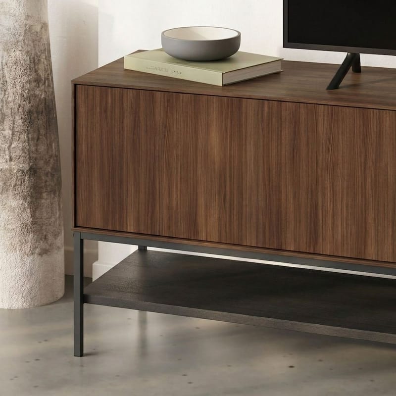 Kenvor Tv-bänk 180 cm - Milano Walnut, Wood Black, Black - Möbler - Vardagsrum - Tv-möbler & mediamöbler - Tv-bänkar