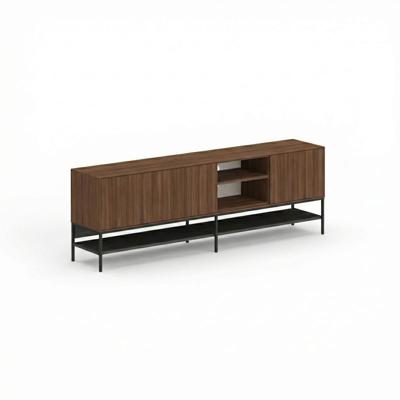 Kenvor Tv-bänk 180 cm - Milano Walnut, Wood Black, Black - Möbler - Vardagsrum - Tv-möbler & mediamöbler - Tv-bänkar