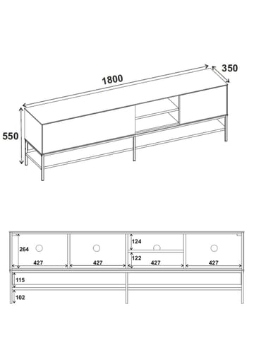 Kenvor Tv-bänk 180 cm - Milano Walnut, Wood Black, Black - Möbler - Vardagsrum - Tv-möbler & mediamöbler - Tv-bänkar