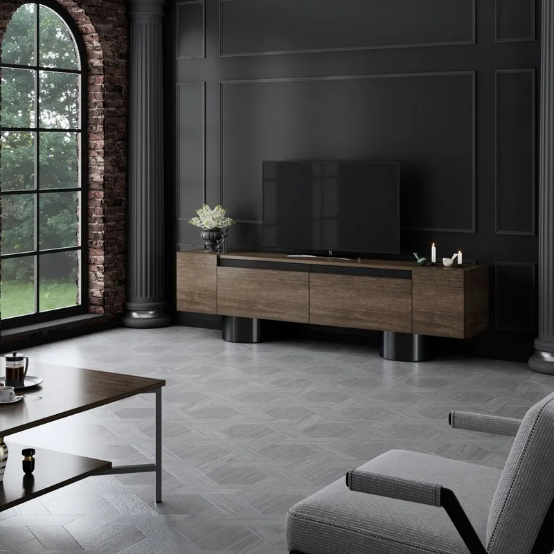 Kumail Tv-bänk 180 cm - Brun/Svart - Möbler - Vardagsrum - Tv-möbler & mediamöbler - Tv-bänkar