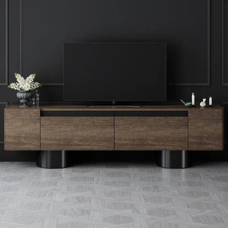Kumail Tv-bänk 180 cm - Brun/Svart - Möbler - Vardagsrum - Tv-möbler & mediamöbler - Tv-bänkar