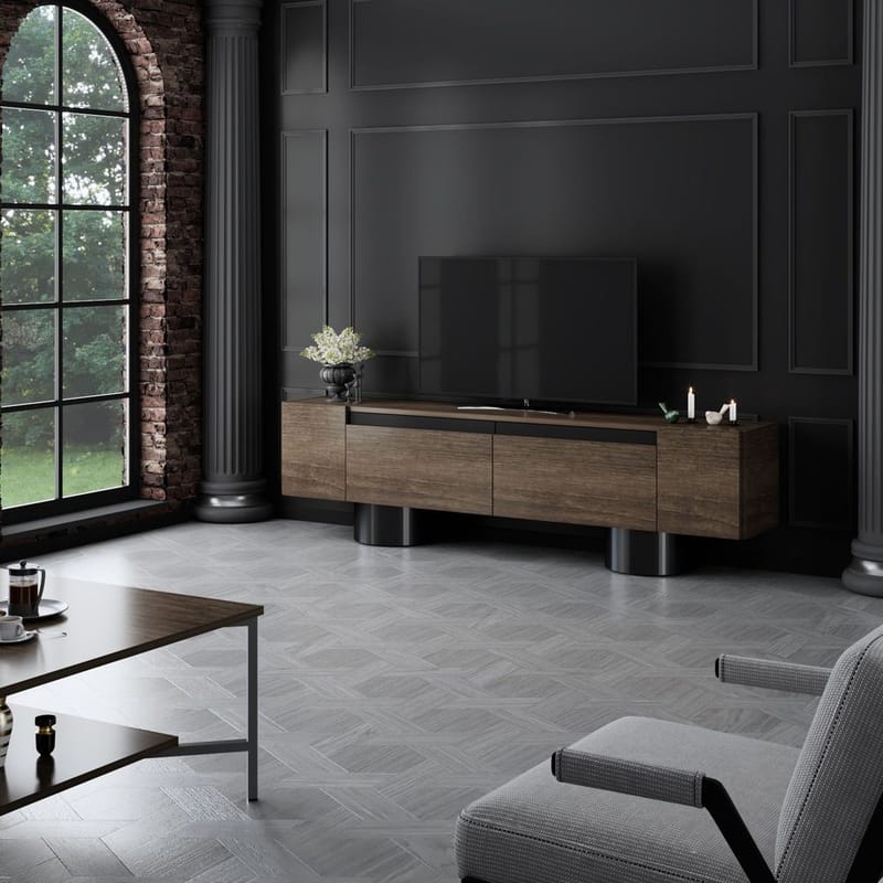 Kumail Tv-bänk 180 cm - Brun/Svart - Möbler - Vardagsrum - Tv-möbler & mediamöbler - Tv-bänkar