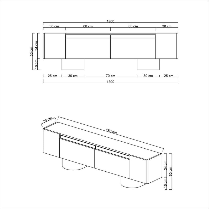 Kumail Tv-bänk 180 cm - Brun/Svart - Möbler - Vardagsrum - Tv-möbler & mediamöbler - Tv-bänkar