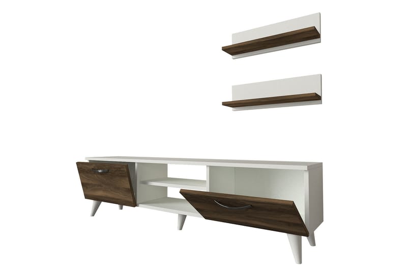 KYRKEBERG TV-Möbelset 150 cm Brun/Vit - Vit/Brun - Tv-möbelset
