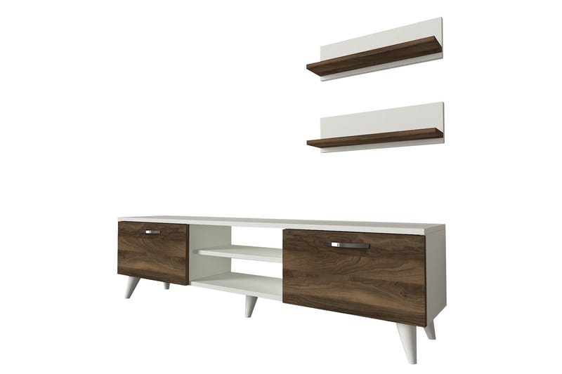KYRKEBERG TV-Möbelset 150 cm Brun/Vit - Vit/Brun - Tv-möbelset