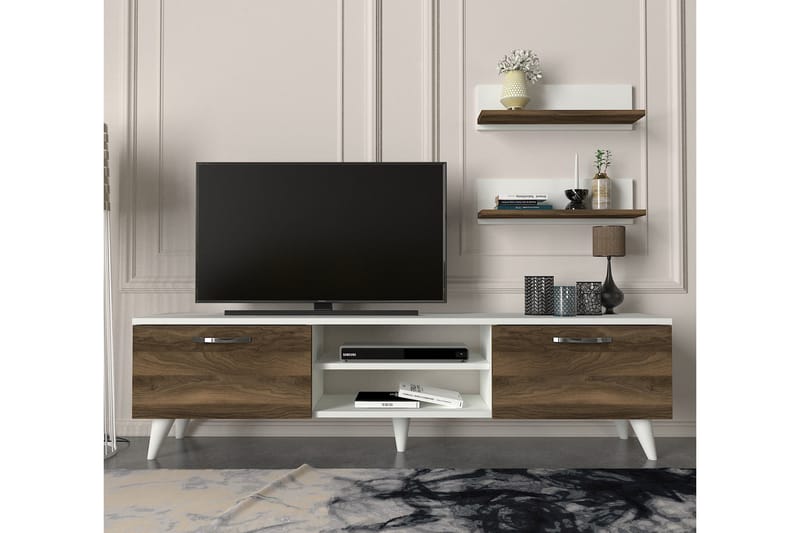 KYRKEBERG TV-Möbelset 150 cm Brun/Vit - Vit/Brun - Tv-möbelset