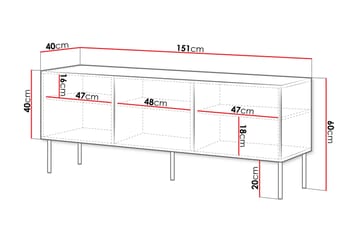 Laholm Golvstående TV Bänk 151 cm med Förvaring i Målat Trä - Svart - Möbler - Vardagsrum - Tv-möbler & mediamöbler - Tv-bänkar