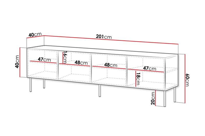 Laholm Tv-bänk 201 cm - Vit - Möbler - Vardagsrum - Tv-möbler & mediamöbler - Tv-bänkar