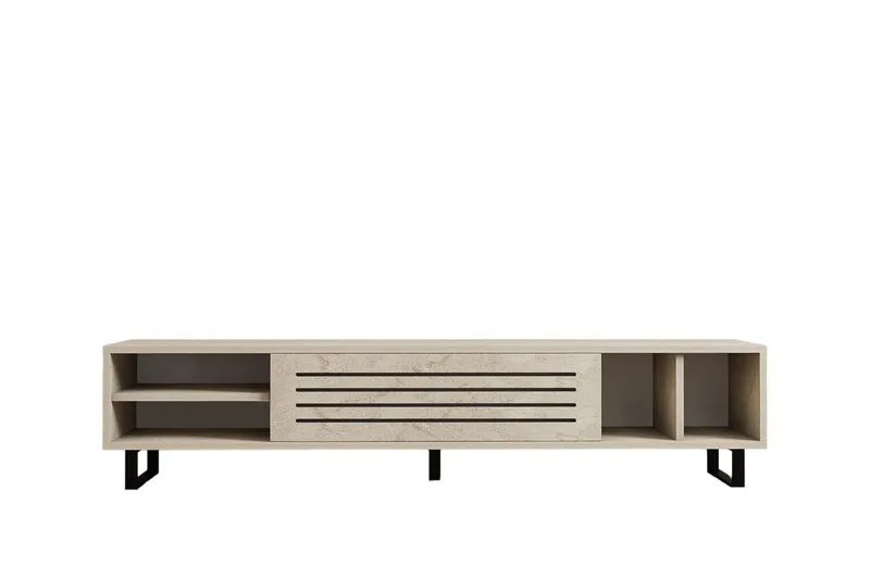 Lamal Golvstående TV Bänk 160 cm med Förvaring i Trä, Beige