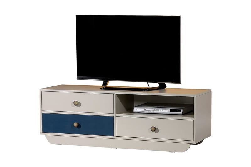 LENITA Tv-bänk 140 cm Vit/Blå - Tv-bänkar