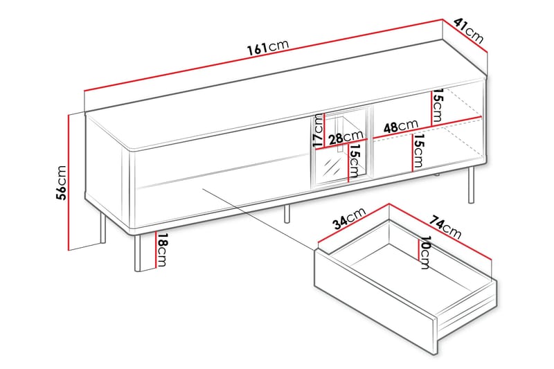 Levisa Tv-bänk 161x41 cm - Beige - Möbler - Vardagsrum - Tv-möbler & mediamöbler - Tv-bänkar