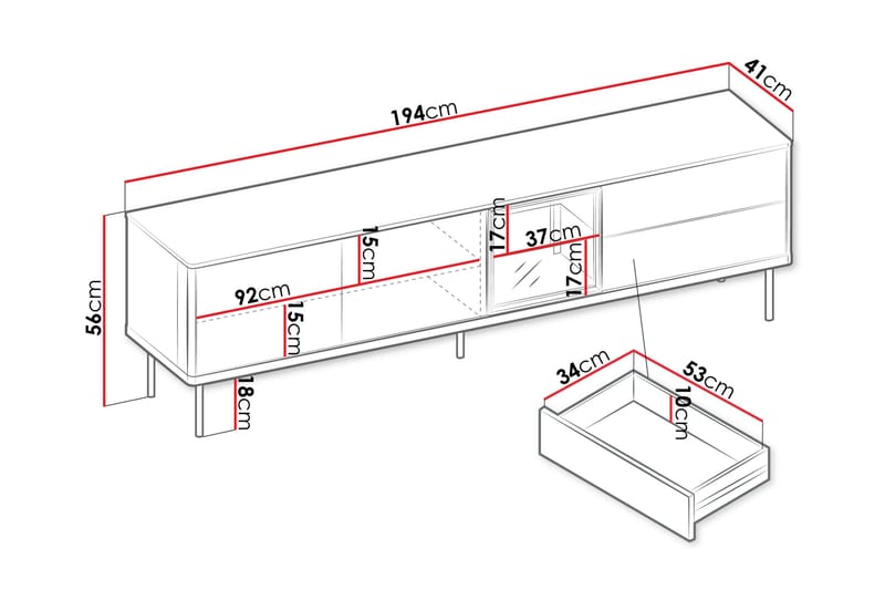 Levisa Tv-bänk 194x41 cm - Cashmere - Möbler - Vardagsrum - Tv-möbler & mediamöbler - Tv-bänkar