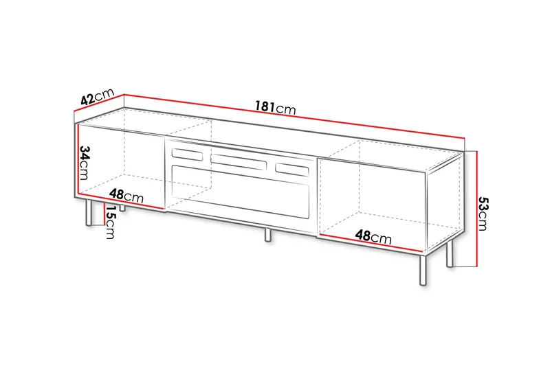 Lionel Tv-bänk 181 cm - Beige - Möbler - Vardagsrum - Tv-möbler & mediamöbler - Tv-bänkar