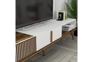 Lissione Golvstående Tv-bänk 180 cm med Förvaring i Trä och Valnötsutseende - Brun|Vit - Möbler - Vardagsrum - Tv-möbler & mediamöbler - Tv-bänkar
