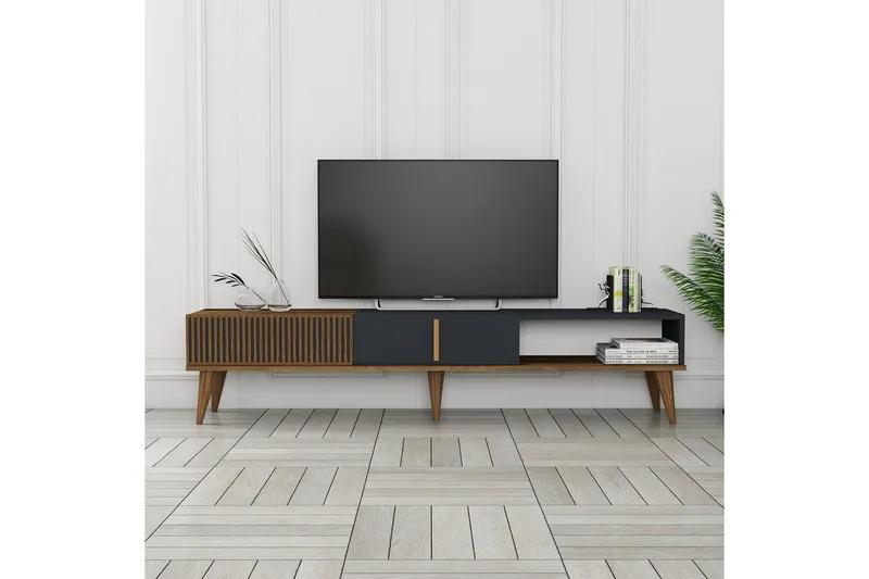 Lissione Tv-bänk 180 cm - Valnöt/Antracit - Möbler - Vardagsrum - Tv-möbler & mediamöbler - Tv-bänkar