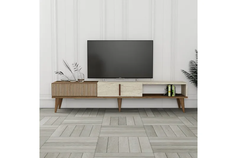 Lissione Tv-bänk 180 cm - Valnöt/Beige - Möbler - Vardagsrum - Tv-möbler & mediamöbler - Tv-bänkar