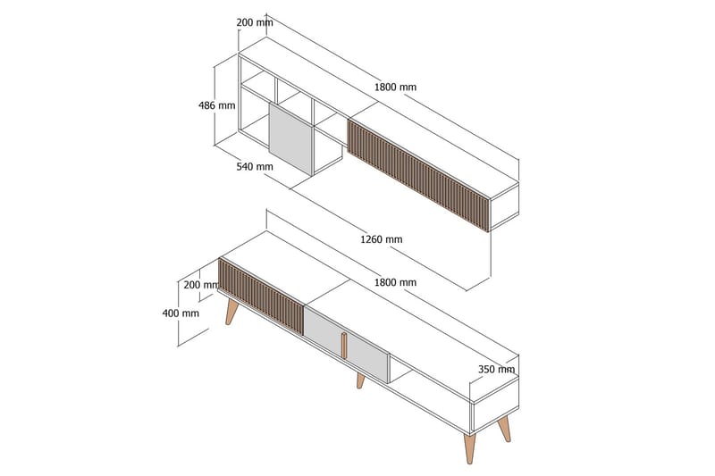 Lissione Tv-bänk 180 cm - Valnöt/Beige - Möbler - Vardagsrum - Tv-möbler & mediamöbler - Tv-bänkar
