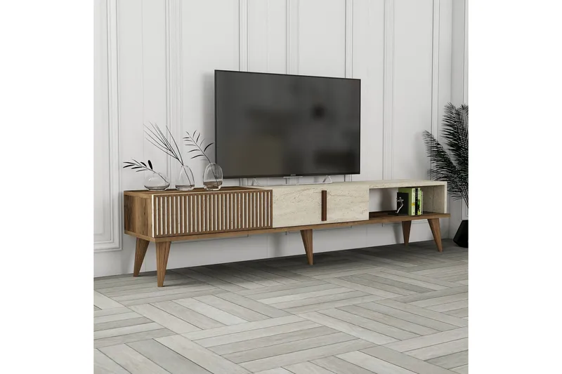 Lissione Tv-bänk 180 cm - Valnöt/Beige - Möbler - Vardagsrum - Tv-möbler & mediamöbler - Tv-bänkar
