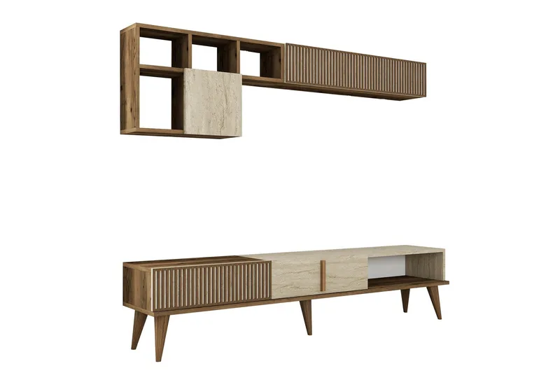 Lissione Tv-bänk 180 cm, Valnöt/Beige