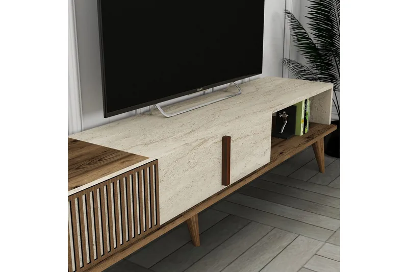 Lissione Tv-bänk 180 cm - Valnöt/Beige - Möbler - Vardagsrum - Tv-möbler & mediamöbler - Tv-bänkar
