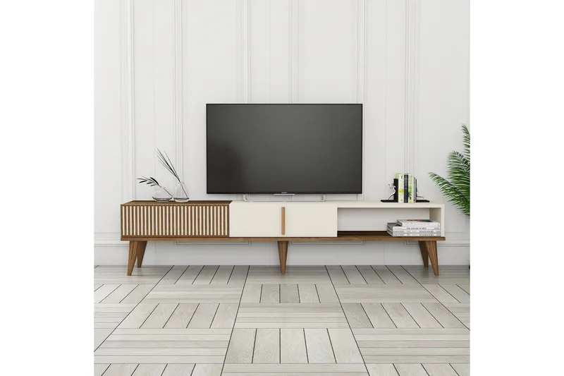 Lissione Tv-bänk 180 cm - Valnöt/Cream - Möbler - Vardagsrum - Tv-möbler & mediamöbler - Tv-bänkar