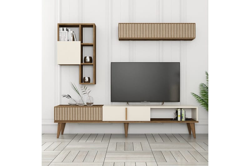 Lissione Tv-bänk 180 cm - Valnöt/Cream - Möbler - Vardagsrum - Tv-möbler & mediamöbler - Tv-bänkar
