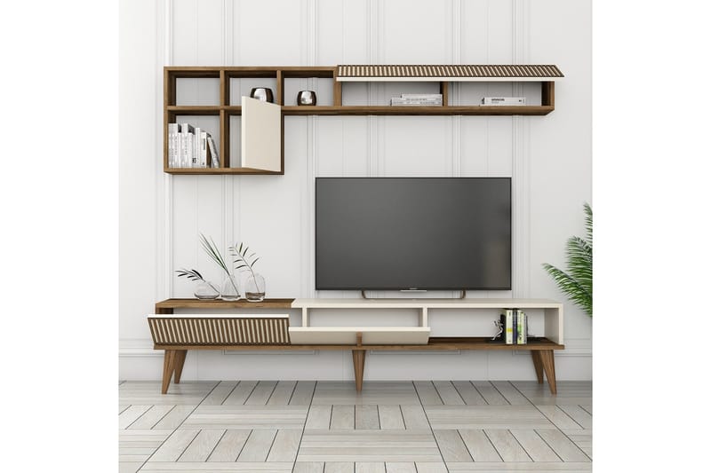 Lissione Tv-bänk 180 cm - Valnöt/Cream - Möbler - Vardagsrum - Tv-möbler & mediamöbler - Tv-bänkar