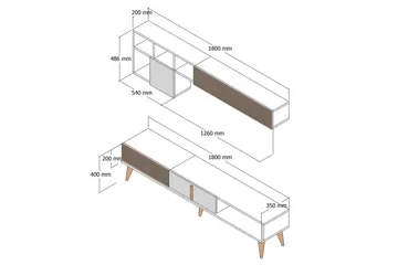 Lissione Tv-bänk 180 cm - Valnöt/Cream - Möbler - Vardagsrum - Tv-möbler & mediamöbler - Tv-bänkar