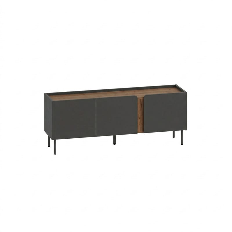 Lomar TV-bänk 140x53,9x35,5 cm, Antracit, naturlig ek, svart