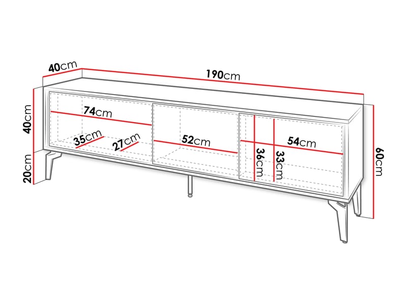 Lorvenn Tv-bänk 190 cm - Brun/Svart - Möbler - Vardagsrum - Tv-möbler & mediamöbler - Tv-bänkar