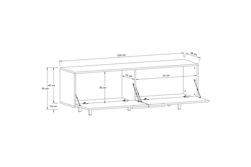 Lowboard Alberto 150x38x50 cm, Vit - 150x38x50 cm, Vit - Möbler - Vardagsrum - Tv-möbler & mediamöbler - Tv-bänkar