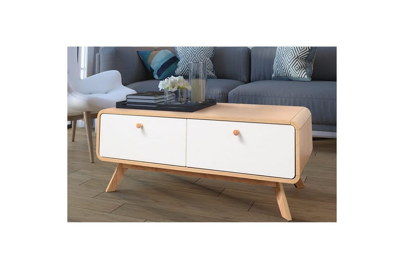 Lowboard Cassie 100x51x40 cm, Ek/Vit - 100x51x40 cm, Ek/Vit - Möbler - Vardagsrum - Tv-möbler & mediamöbler - Tv-bänkar