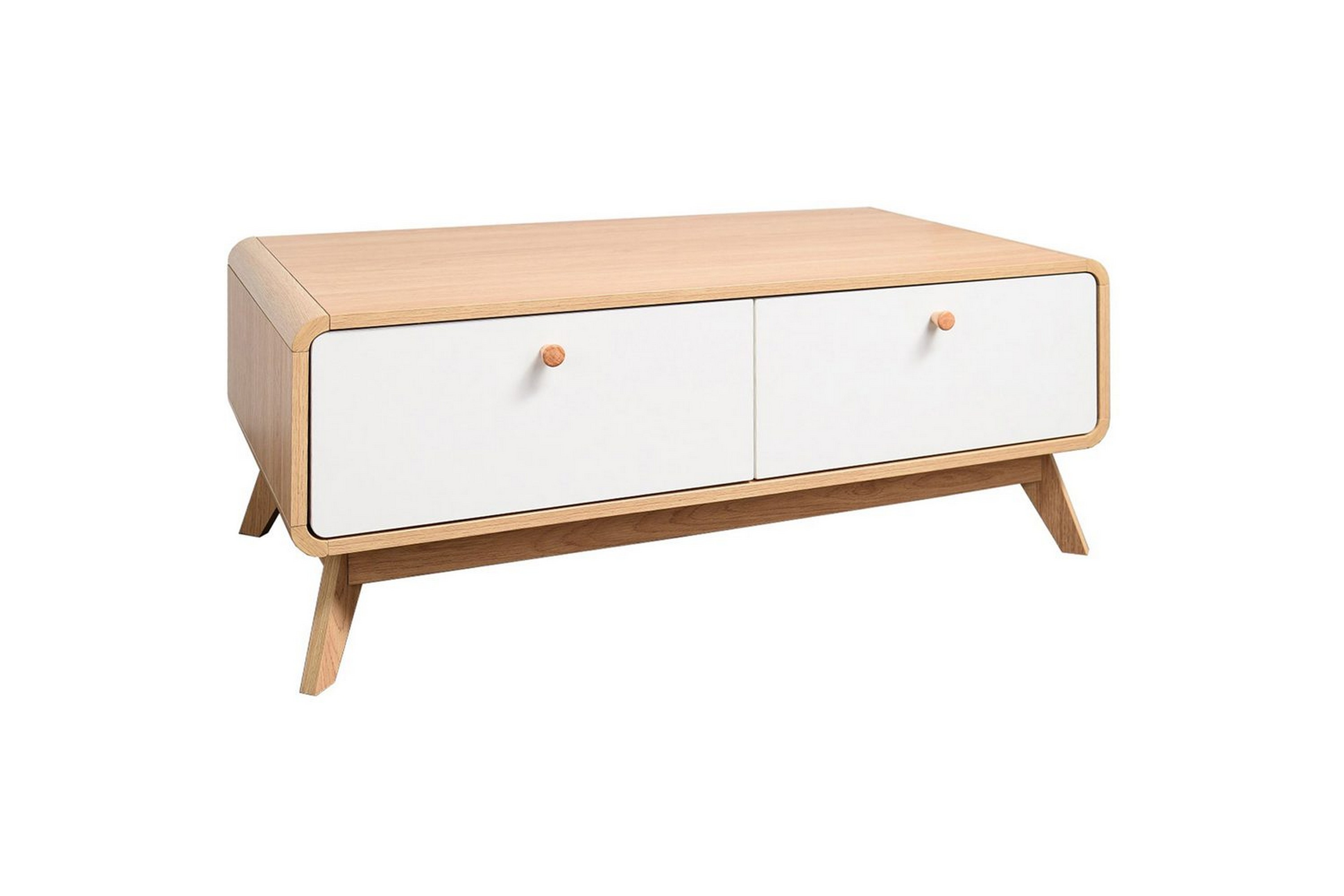 lowboard cassie 100x51x40 cm, ek/vit - 100x51x40 cm, ek/vit