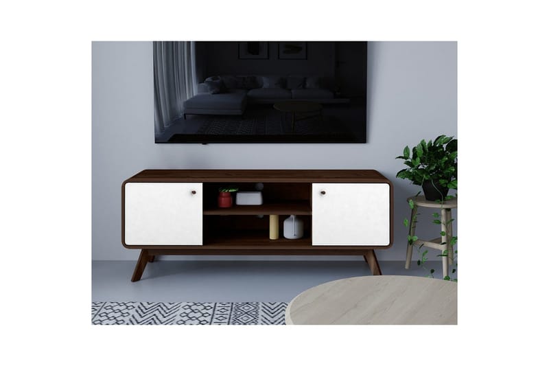 Lowboard Cassie 140x39x53 cm, Valnöt/Vit - 140x39x53 cm, Valnöt/Vit - Möbler - Vardagsrum - Tv-möbler & mediamöbler - Tv-bänkar