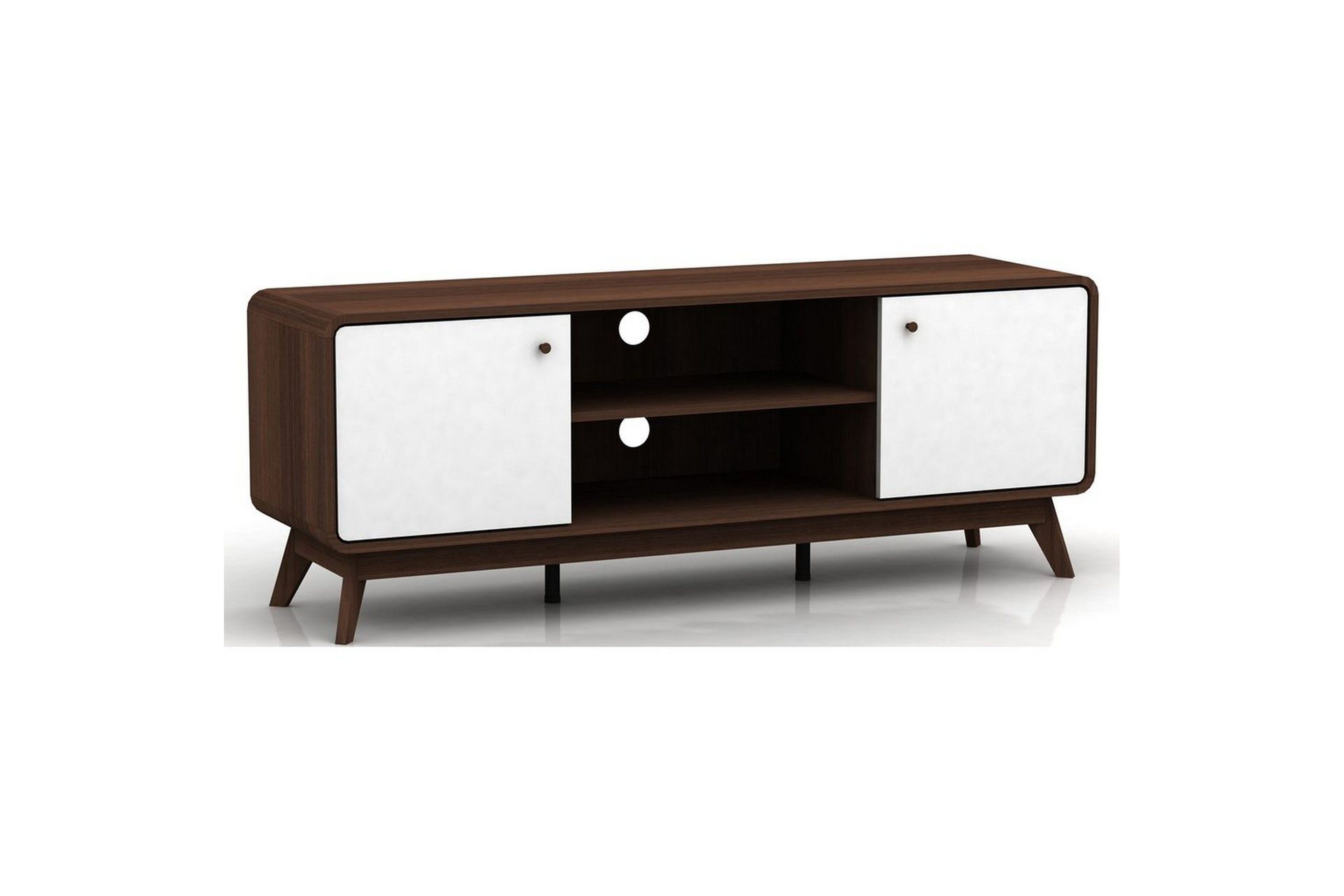 Lowboard Cassie 140x39x53 cm, Valn&ouml;t/Vit - 140x39x53 cm, Valn&ouml;t/Vit