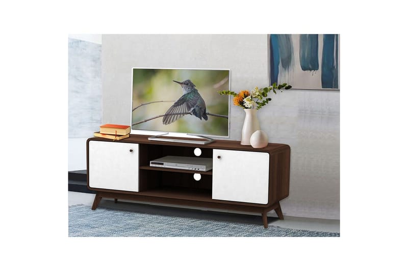Lowboard Cassie 140x39x53 cm, Valnöt/Vit - 140x39x53 cm, Valnöt/Vit - Möbler - Vardagsrum - Tv-möbler & mediamöbler - Tv-bänkar