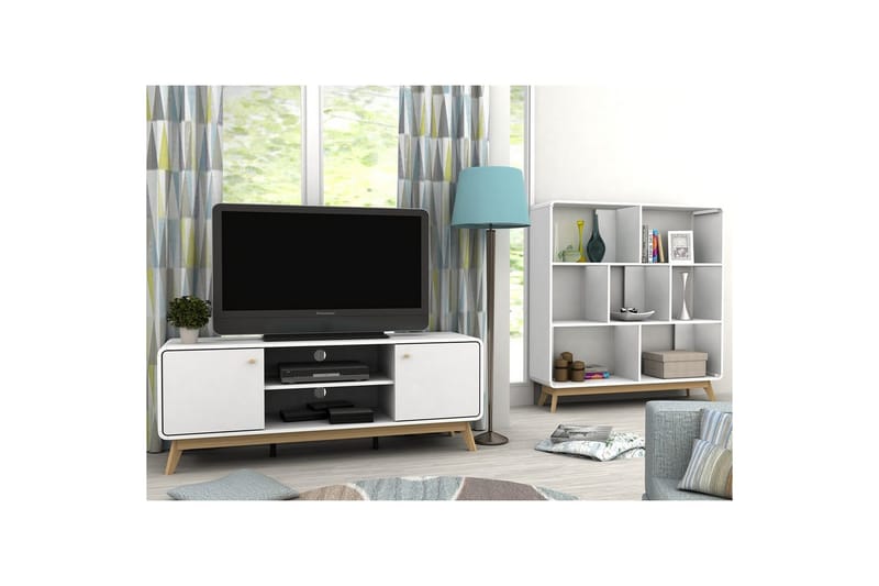 Lowboard Cassie 140x39x53 cm, Vit/Vit - 140x39x53 cm, Vit/Vit - Möbler - Vardagsrum - Tv-möbler & mediamöbler - Tv-bänkar