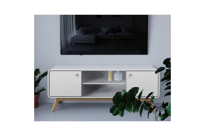 Lowboard Cassie 140x39x53 cm, Vit/Vit - 140x39x53 cm, Vit/Vit - Möbler - Vardagsrum - Tv-möbler & mediamöbler - Tv-bänkar