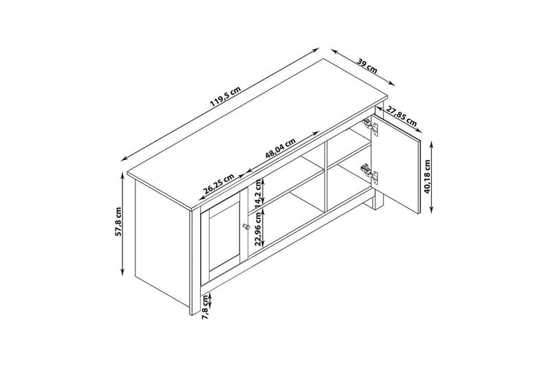 Lowboard Emerald 120x39x58 cm, Natur - 120x39x58 cm, Natur - Möbler - Vardagsrum - Tv-möbler & mediamöbler - Tv-bänkar