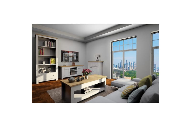 Lowboard Emerald 120x39x58 cm, Natur/Grå - 120x39x58 cm, Natur/Grå - Möbler - Vardagsrum - Tv-möbler & mediamöbler - Tv-bänkar