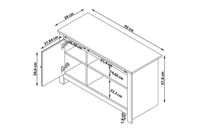 Lowboard Emerald 95x39x58 cm, Natur - 95x39x58 cm, Natur - Möbler - Vardagsrum - Tv-möbler & mediamöbler - Tv-bänkar