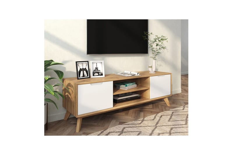 Lowboard Ezra Wotan-ek/Vit - Wotan-ek/Vit - Möbler - Vardagsrum - Tv-möbler & mediamöbler - Tv-bänkar